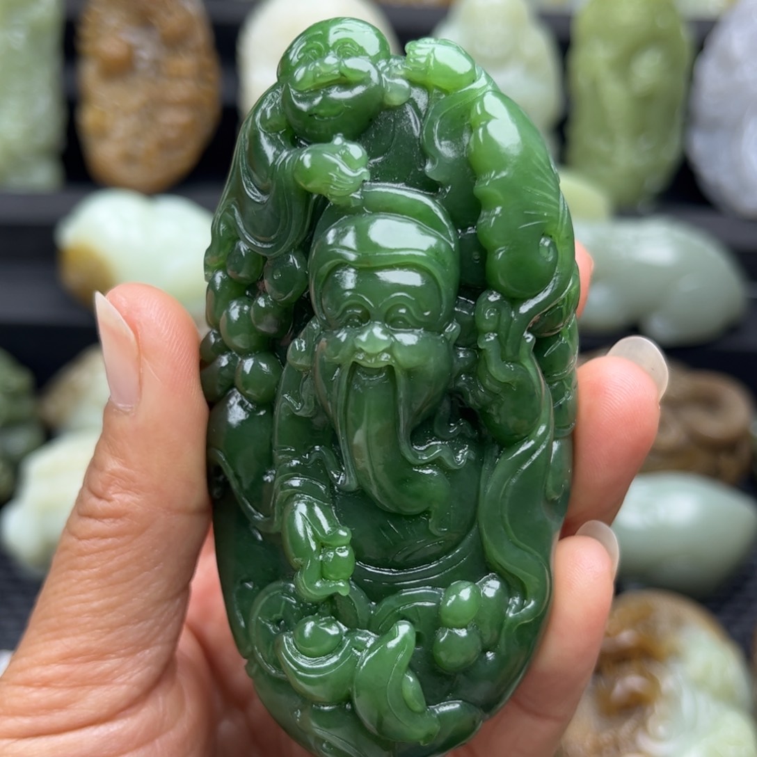 和田玉手把未镶嵌铜****哥