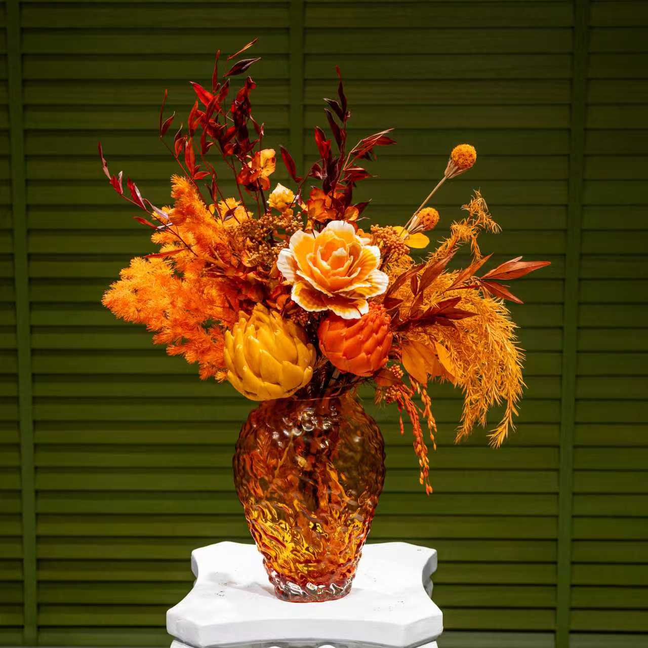 【璀璨人生】台面高级精致艺术简约真花永生花边几花