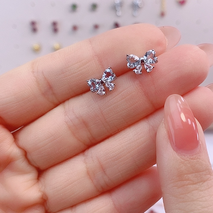 海蓝宝石耳坠银S925镶嵌