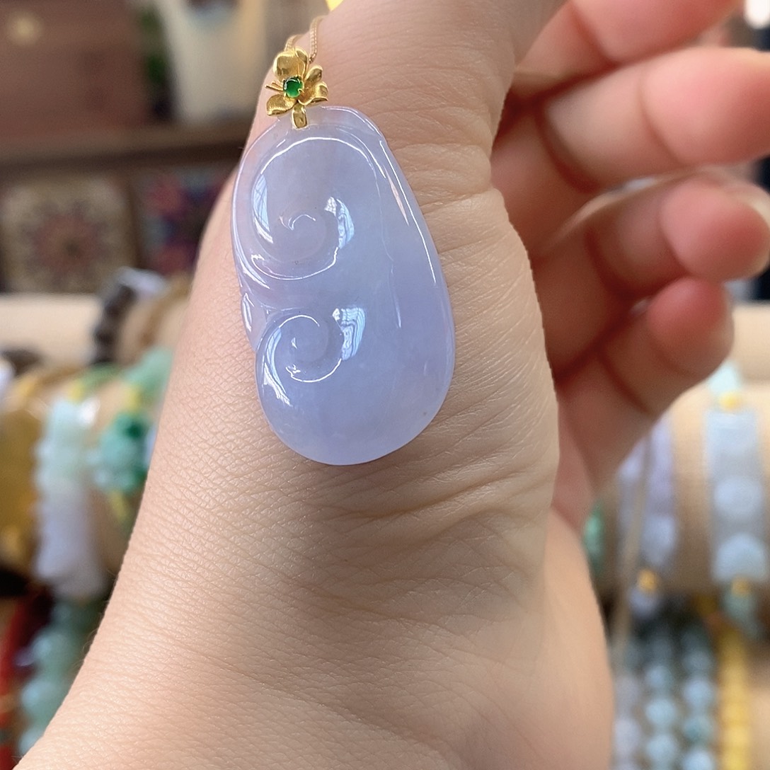 翡翠18K金镶嵌挂件翡翠挂件