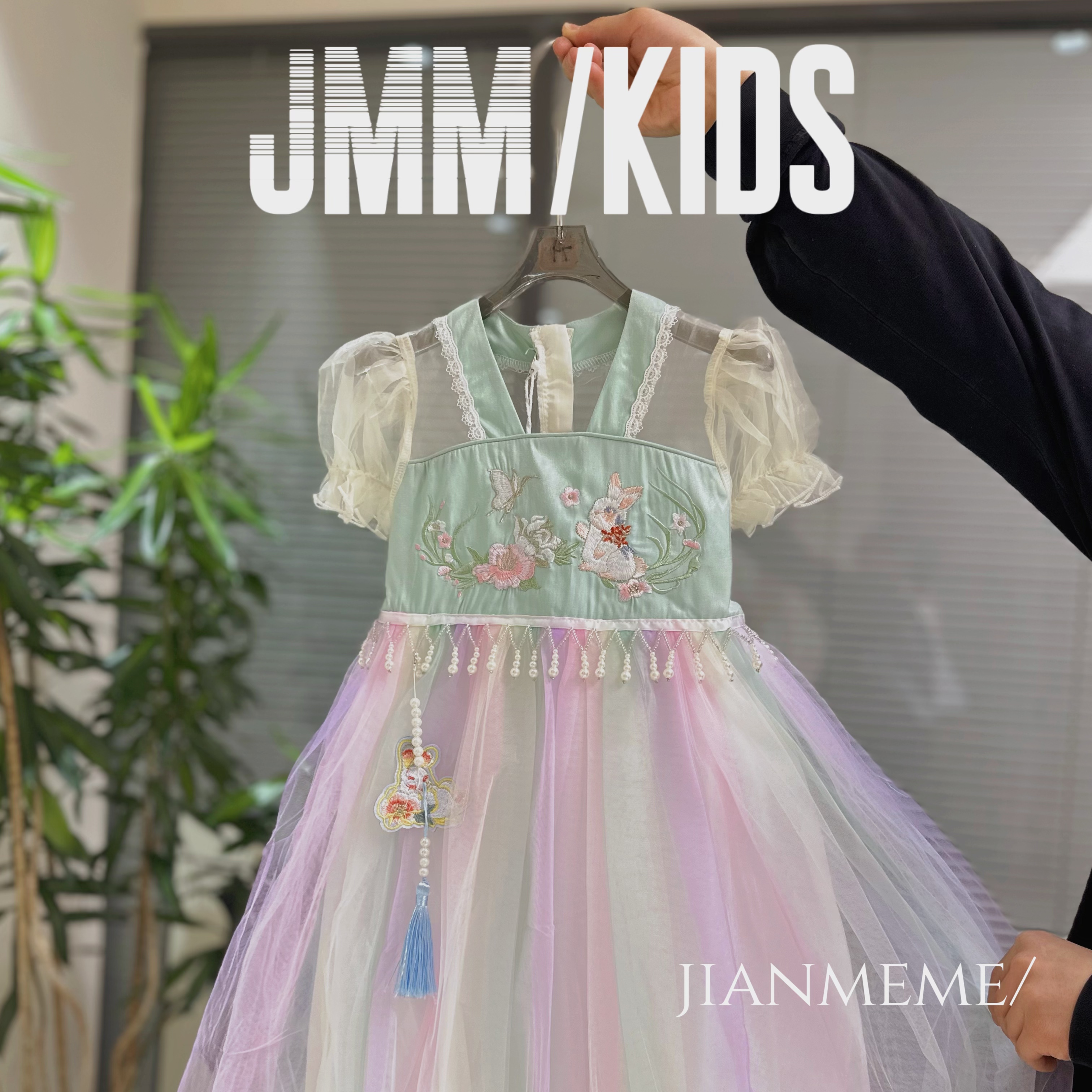 G015 女童汉服连衣裙夏季小女孩公主裙复古风仙女宝宝短袖裙子