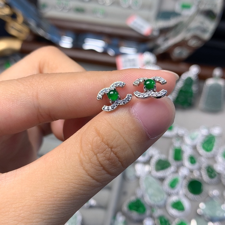 翡翠未镶嵌耳饰耳钉
