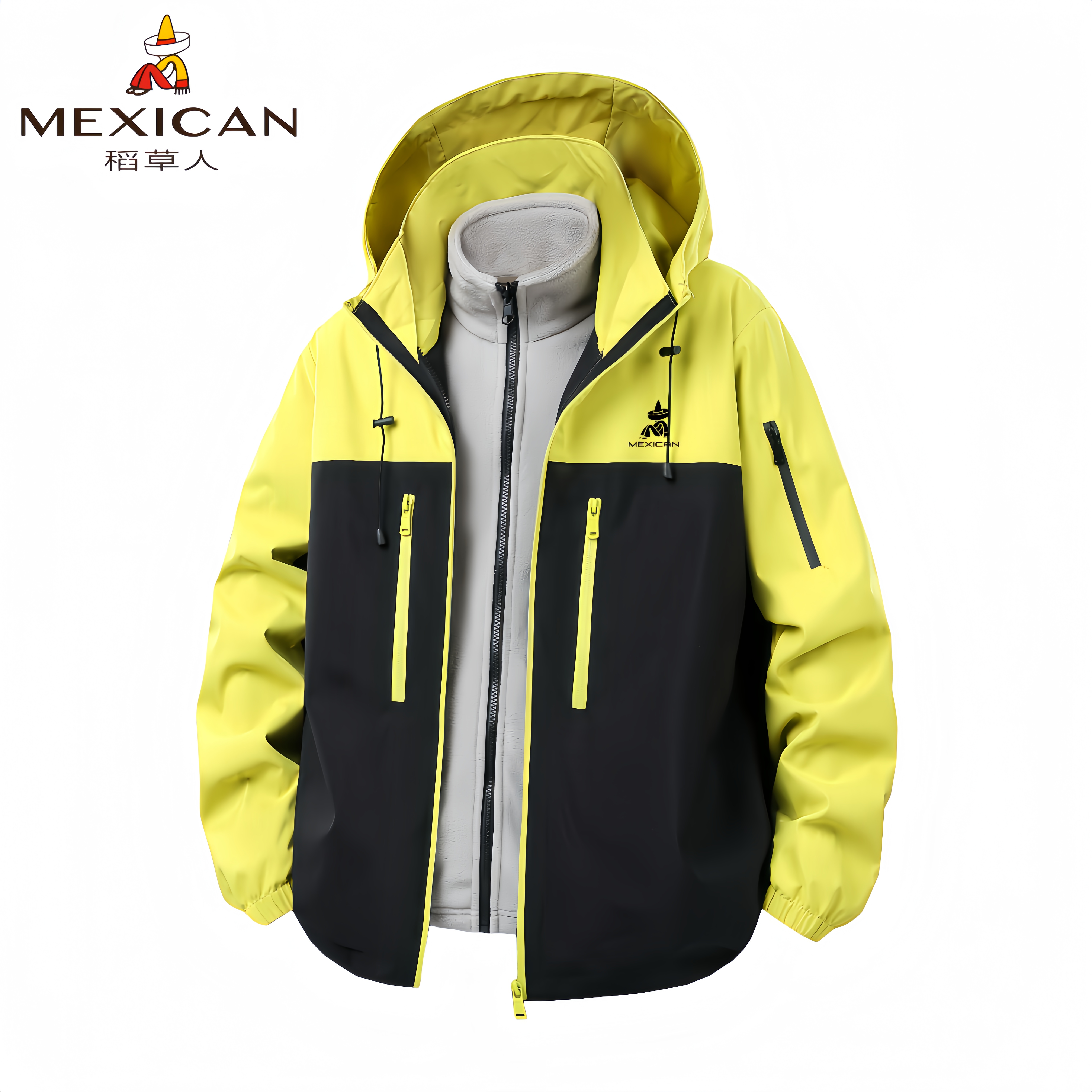  稻草人户外冲锋衣男女同款春秋冬季2025新款连帽三合一冲锋衣058