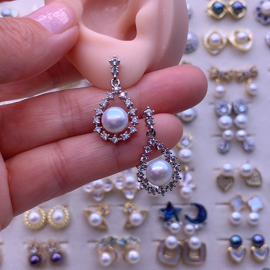 淡水珍珠耳饰合金