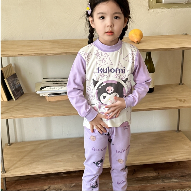 婴格朗迪S48卡通家居服女童春秋冬长袖打底吸汗全棉秋衣套装