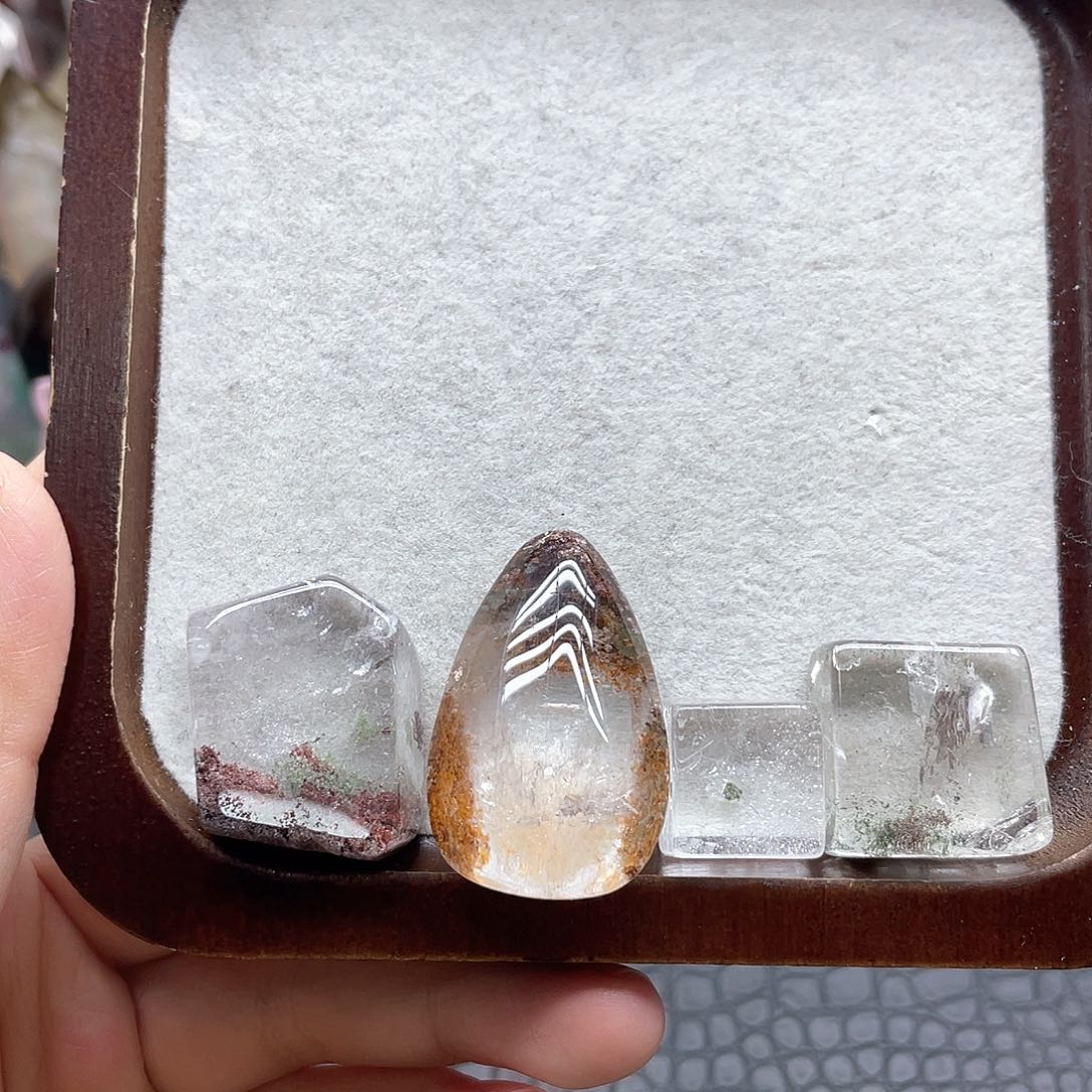 珠宝半成品未镶嵌水晶3幽灵水滴方块