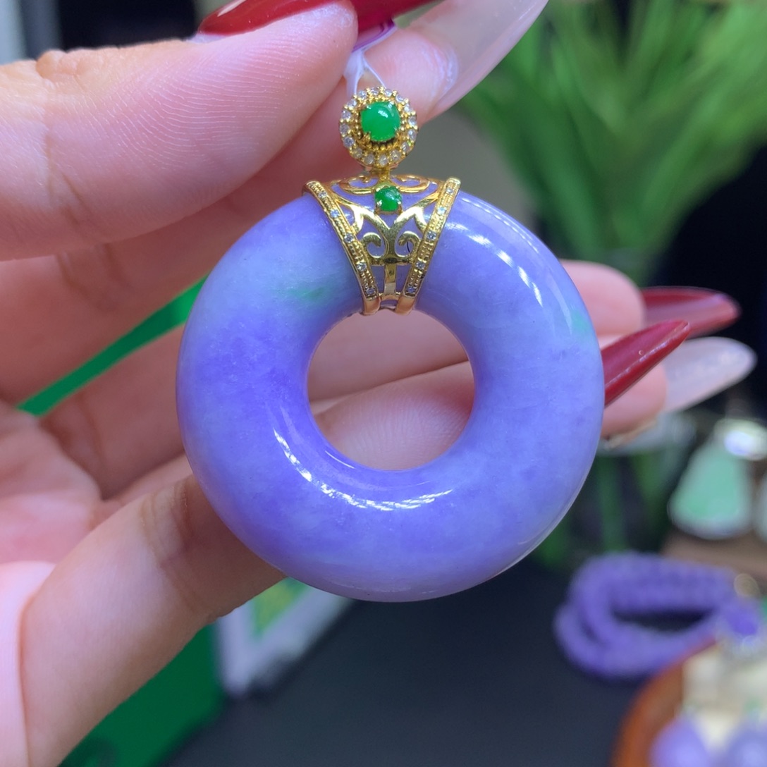 翡翠颈饰18K金镶嵌天然