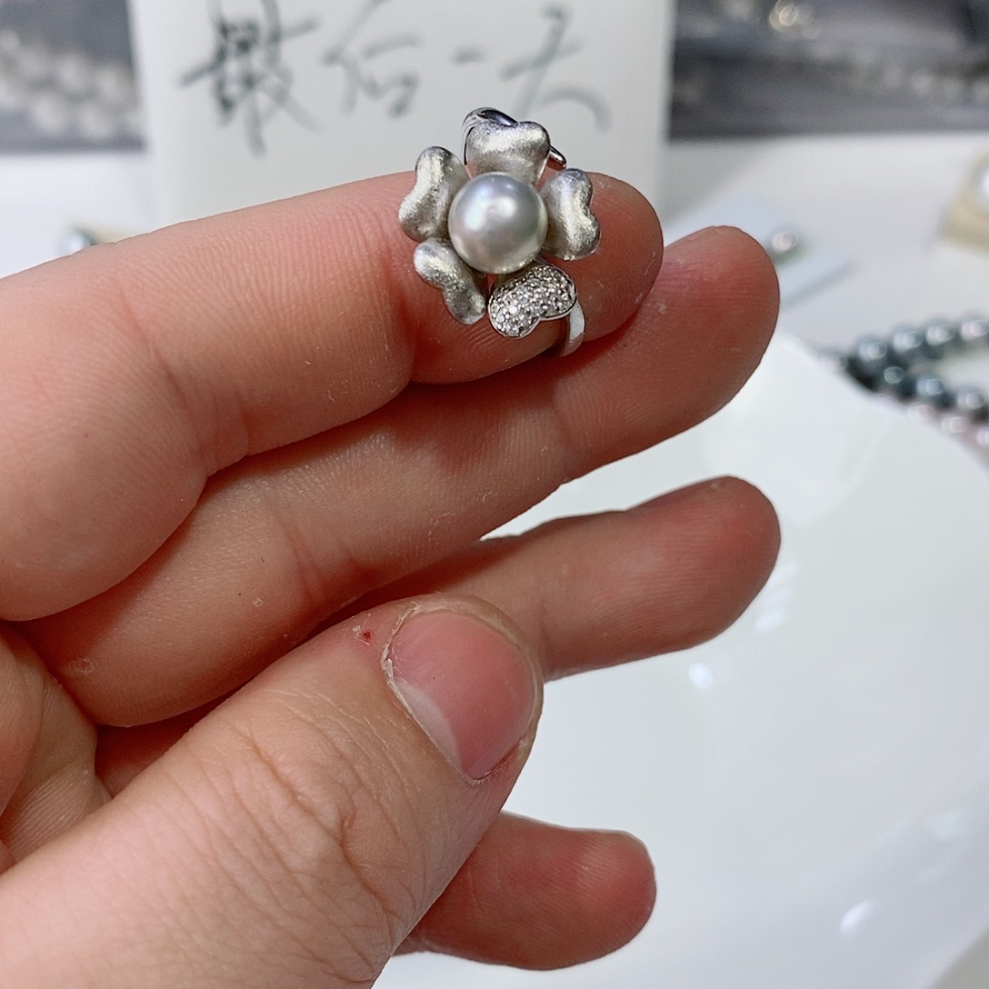 海水珍珠戒指银S925镶嵌