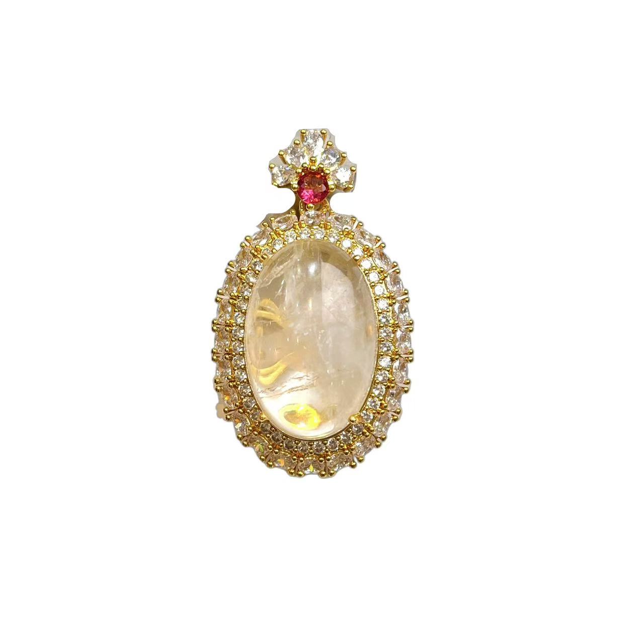 蓝针雪花白水晶吊坠（不带链） C07-79