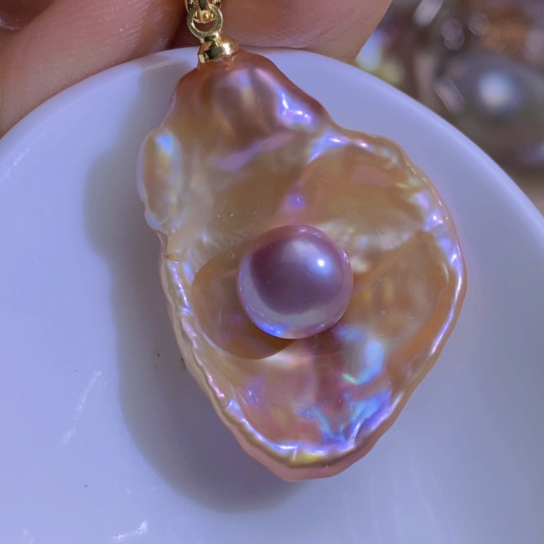 银S925镶嵌淡水珍珠微瑕