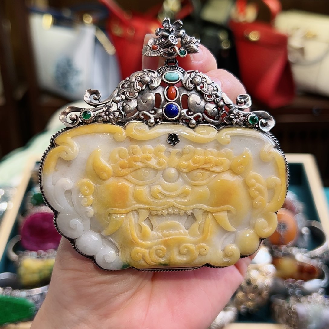 翡翠吊坠(不含链)银S925镶嵌吊坠