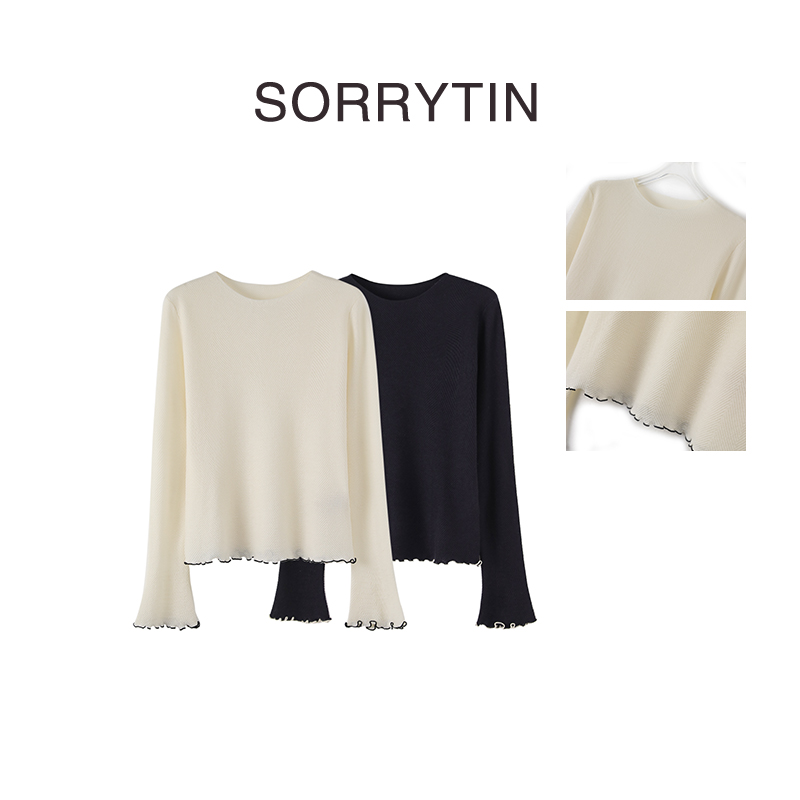 《山药美人》SORRYTIN 精美钩花 人字纹超细16G羊毛针织衫