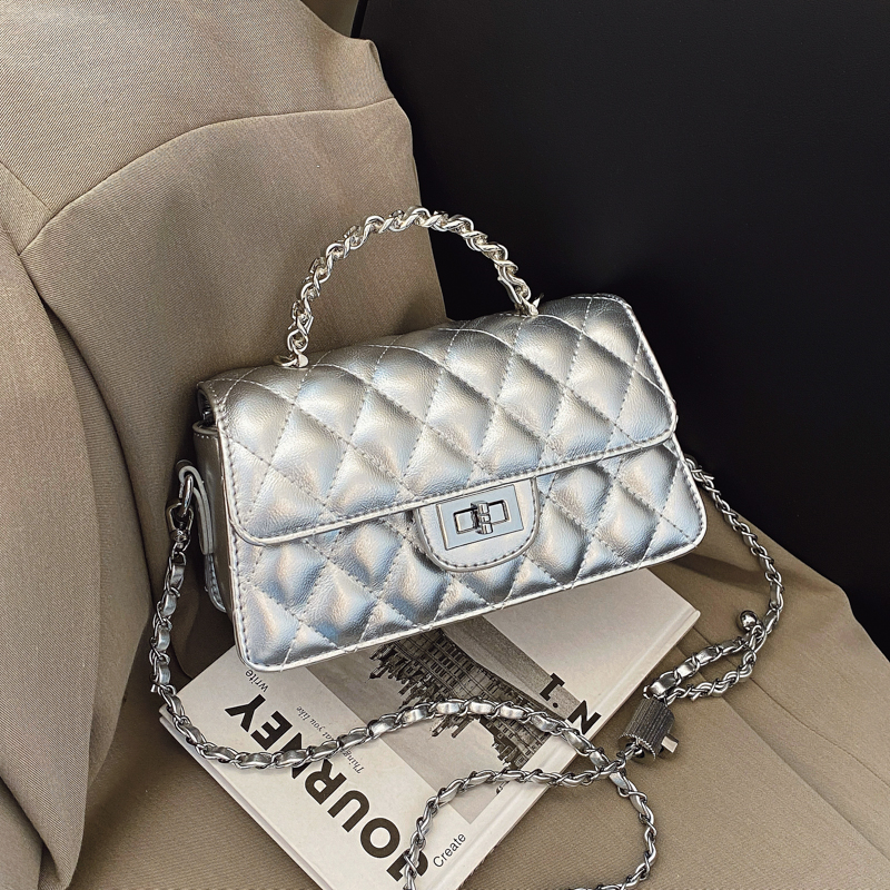 爆款链条包2025小众流行时尚菱格手提小包包质感百搭单肩斜挎包