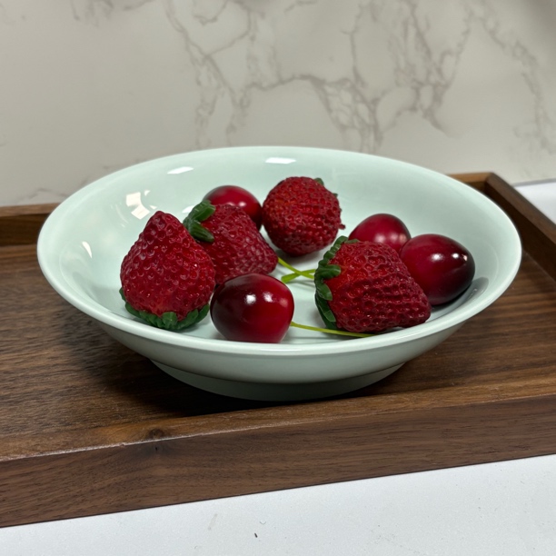 6.5寸高脚反边汤盘（影青）陶瓷汤盆碗牛肉面碗高颜值简约风可微波