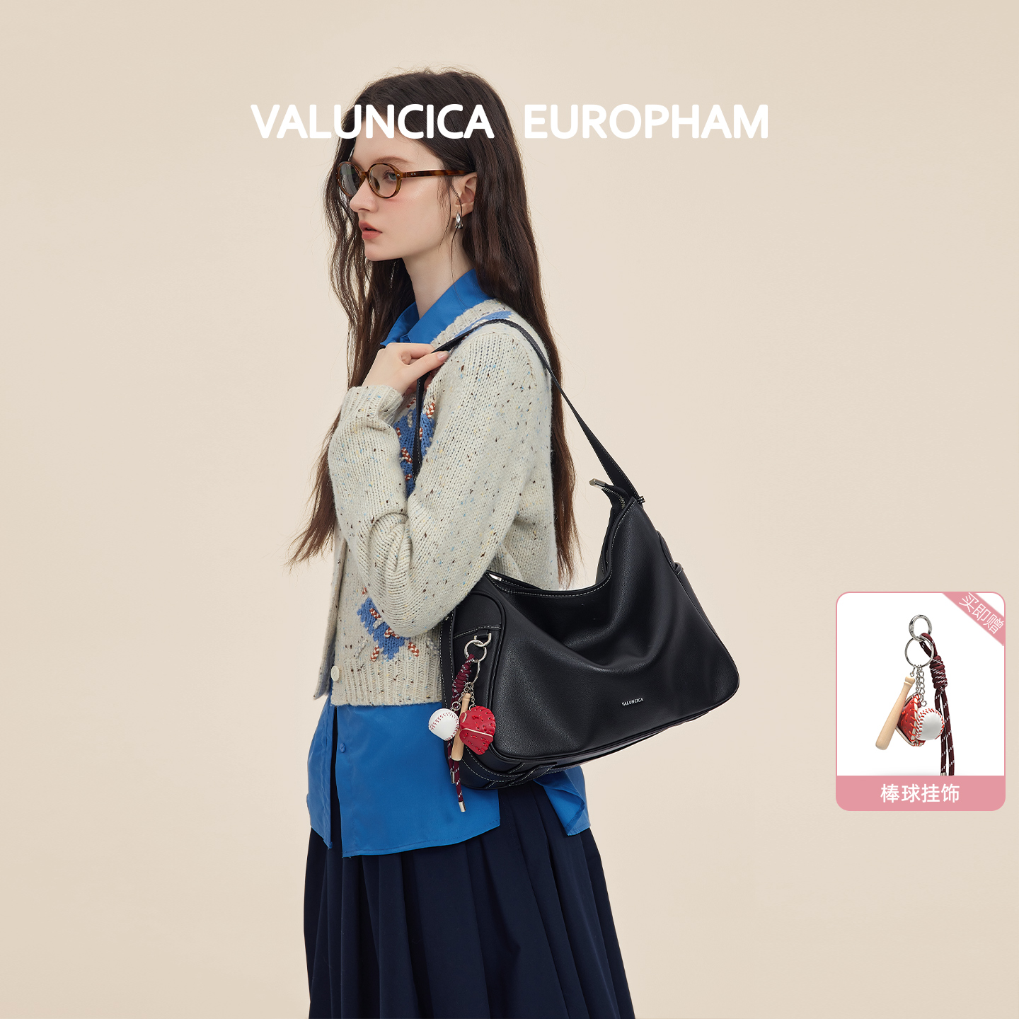 Valuncica/华伦西亚可乐包小号新款牛皮休闲托特包单肩斜挎包包女