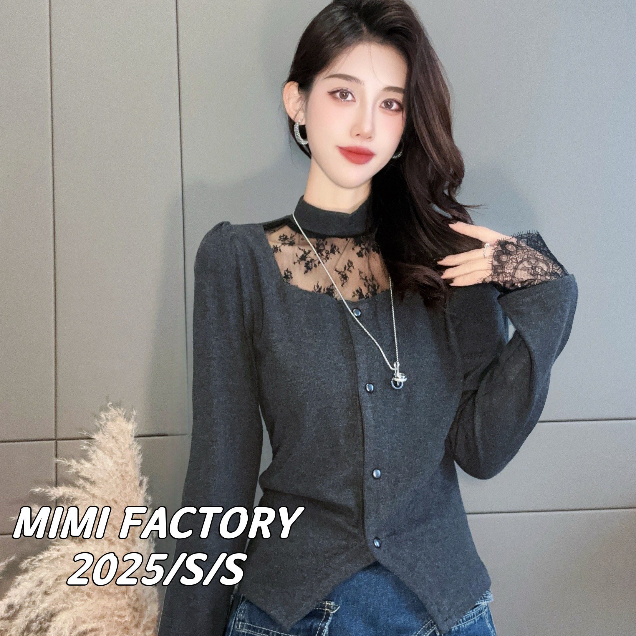 2025秋冬新款 玫瑰花植绒印花设计感女修身显瘦洋气上衣#738