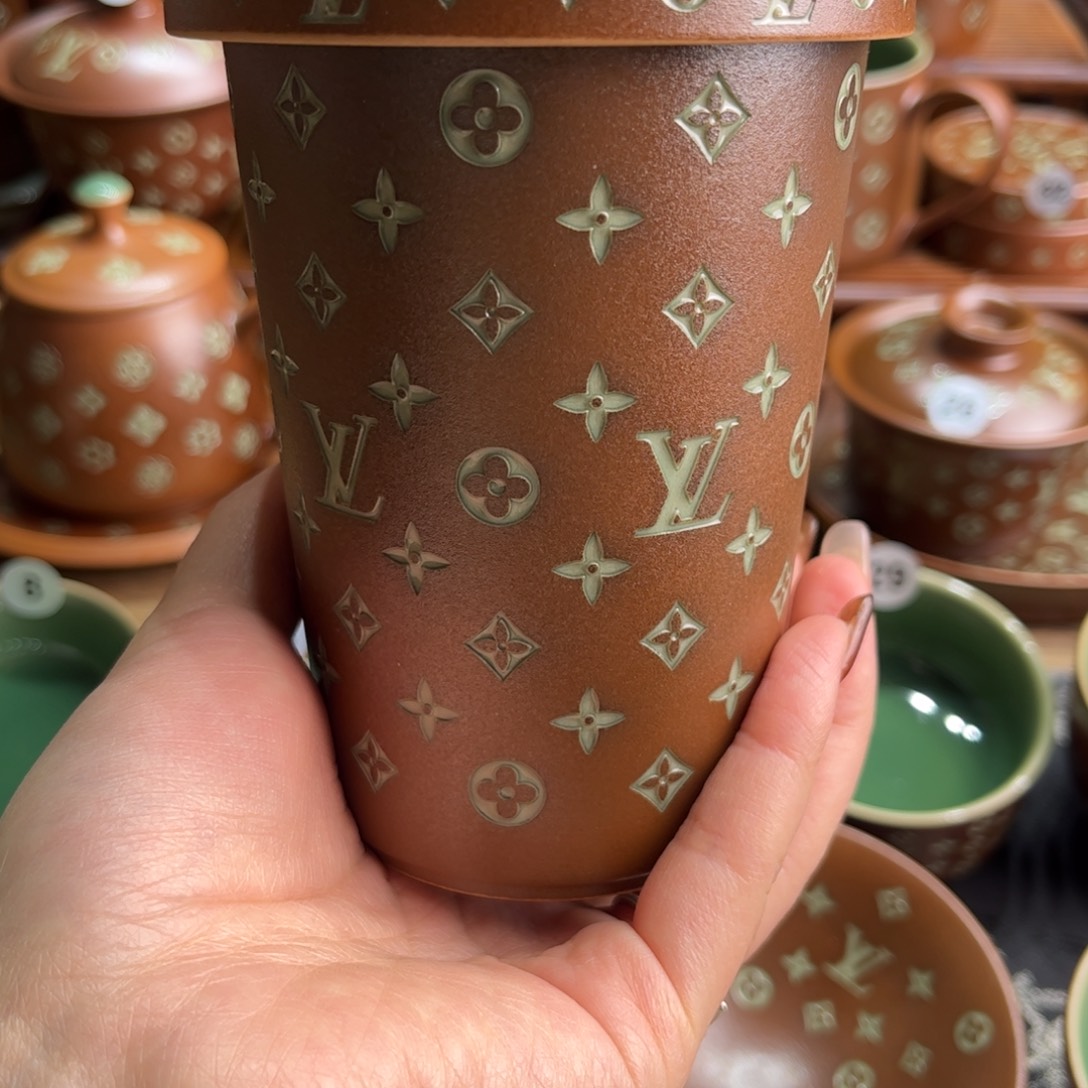 蕾***子草木灰老花咖啡杯