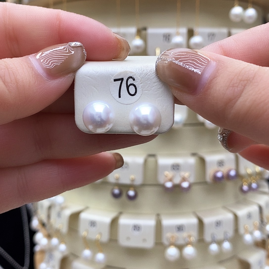 淡水珍珠耳饰18K金镶嵌