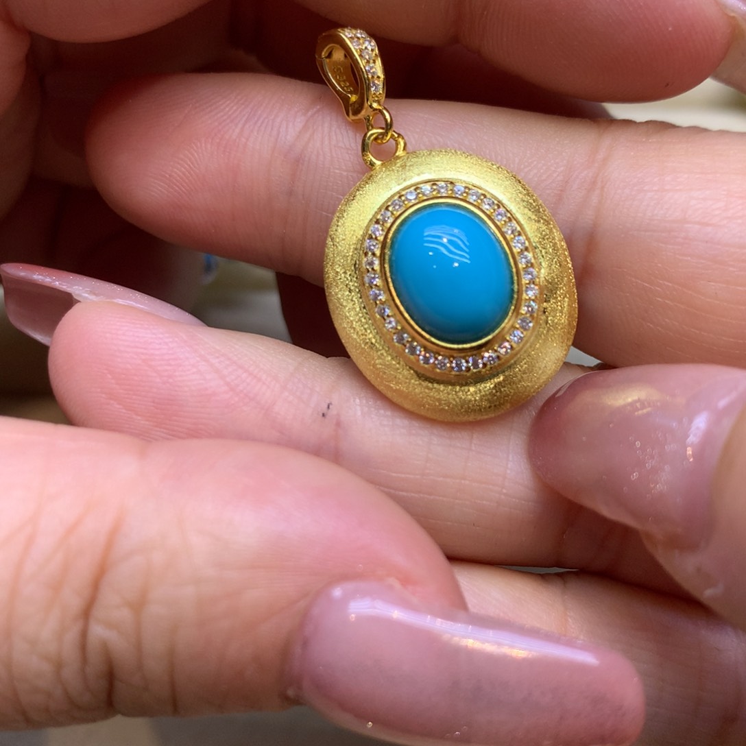 银S925镶嵌绿松石颈饰