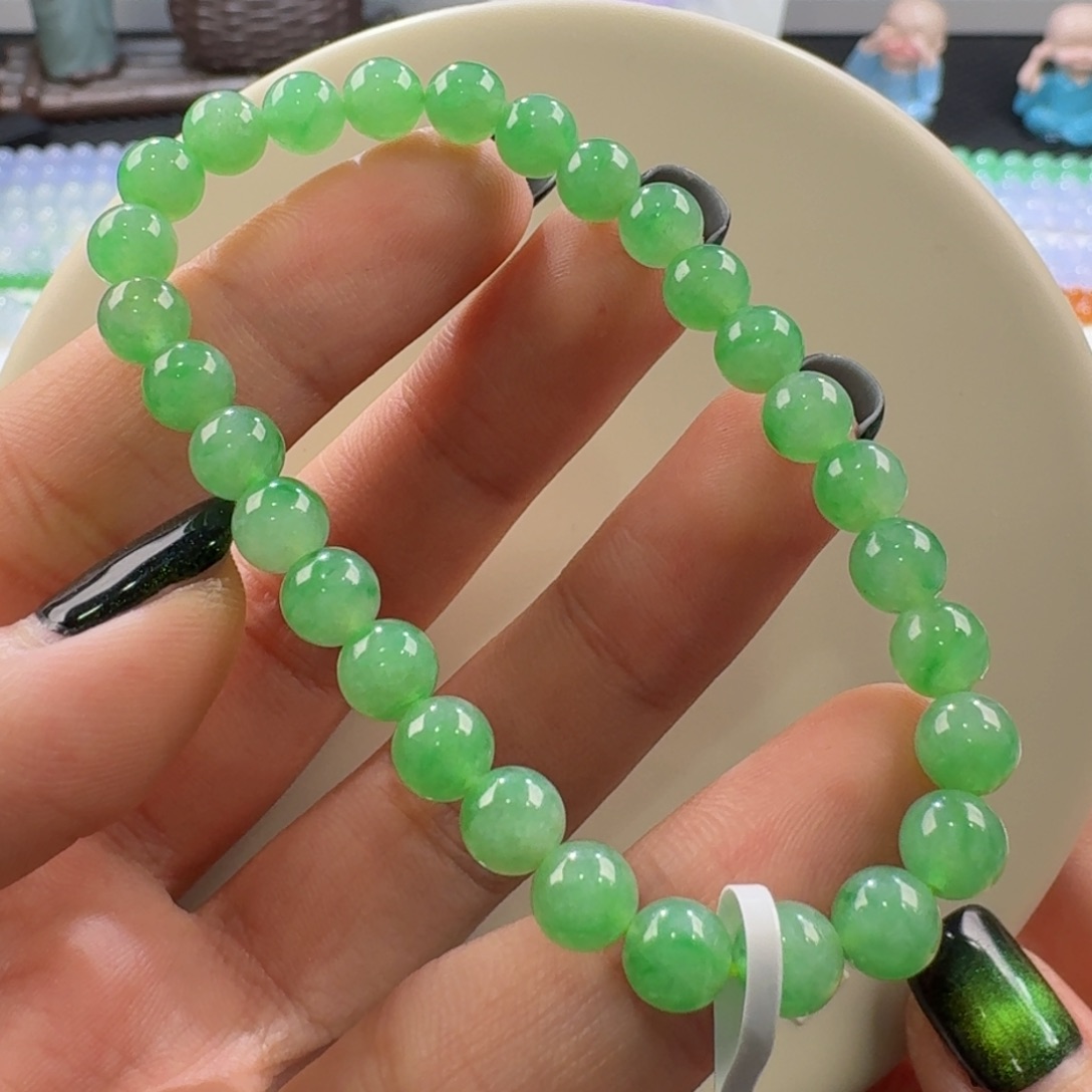翡翠手链未镶嵌冰甜阳绿手串卡6.2 大漏！福利！