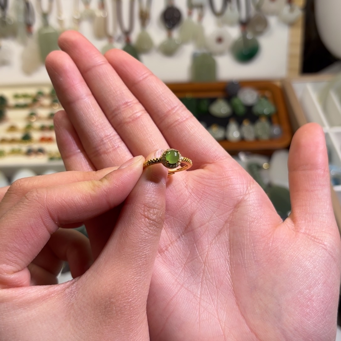 和田玉戒指银S925镶嵌