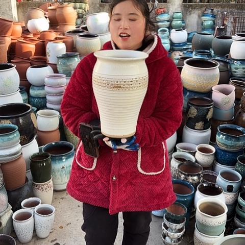 口20高32瑕疵盆子 