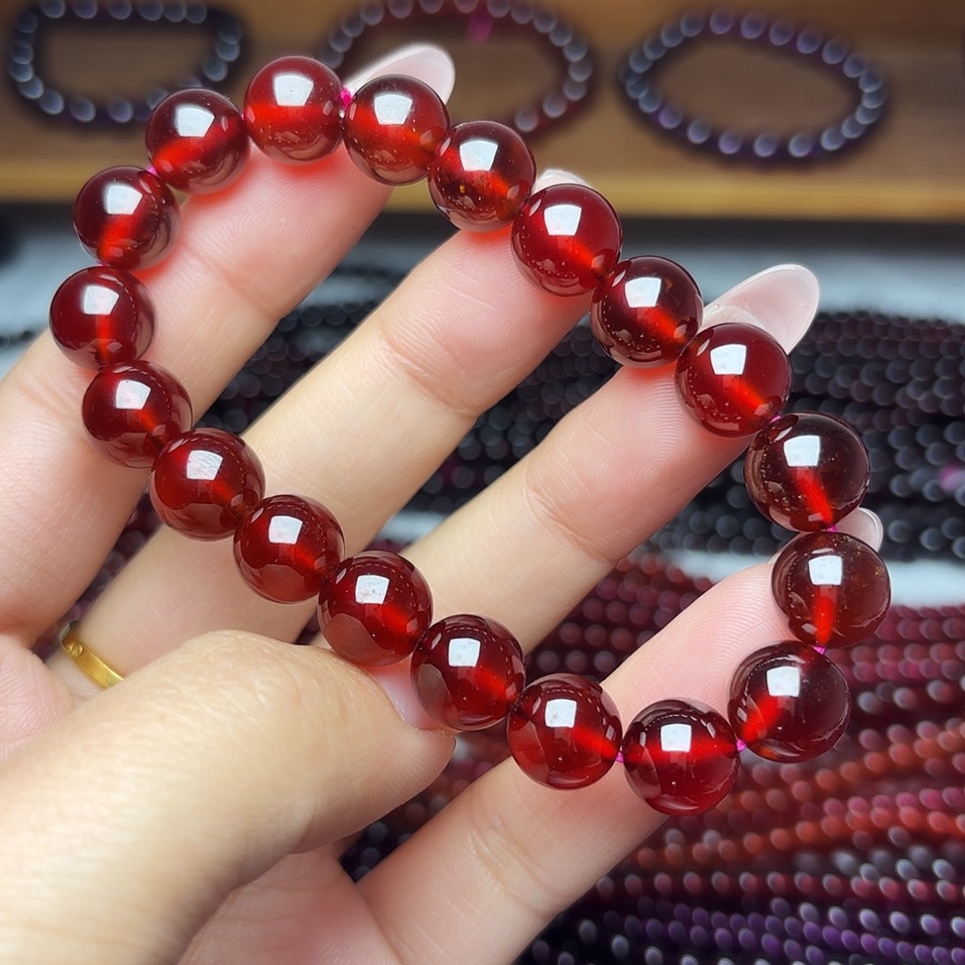 可***心未镶嵌手链石榴石卡11橙红单圈毕业级