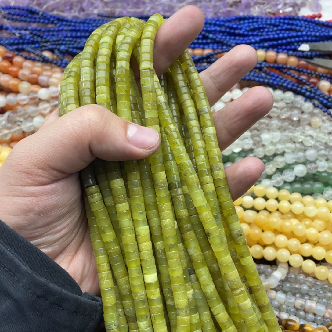 玛瑙/玉髓珠宝半成品未镶嵌一条装6mm柠檬玉直切隔片