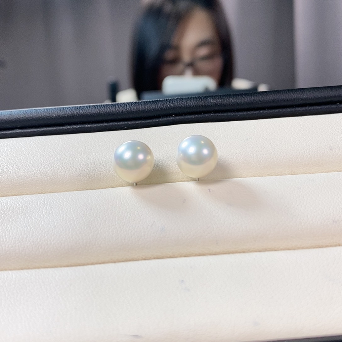 淡水珍珠耳饰银S925镶嵌宜****店极光9-10