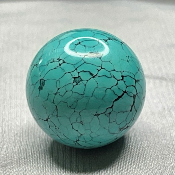 绿松石水草纹圆珠，直径24mm重19.22克