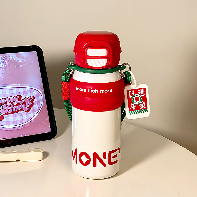 【省钱哥乱炸】老款发财手提双饮保温杯便携可爱500ML水杯1820