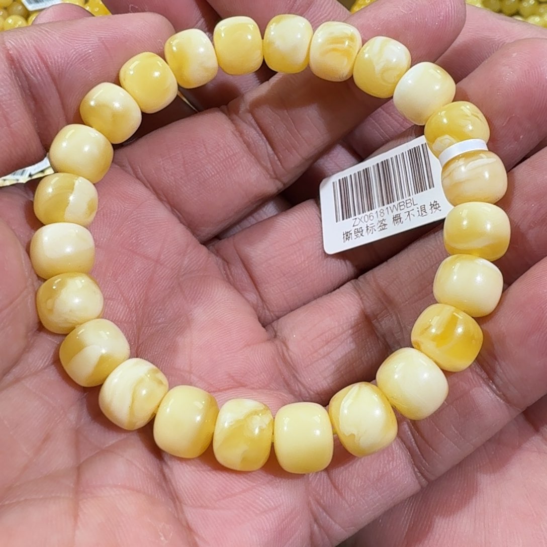 琥珀手链未镶嵌10m精工老型白花蜡手串13.9克