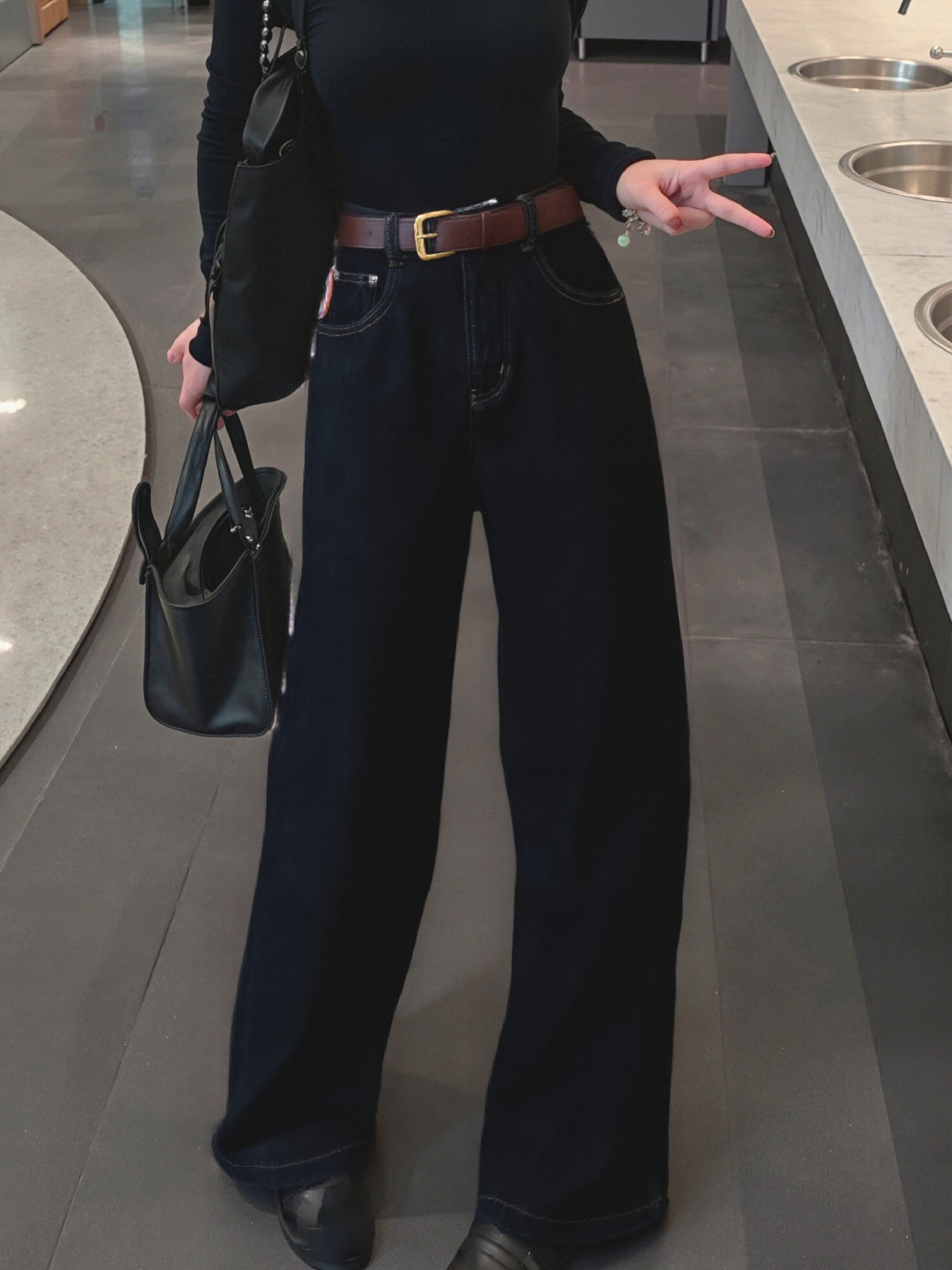 加绒牛仔裤复古爆款直筒阔腿裤韩系百搭女士休闲PA-N1018