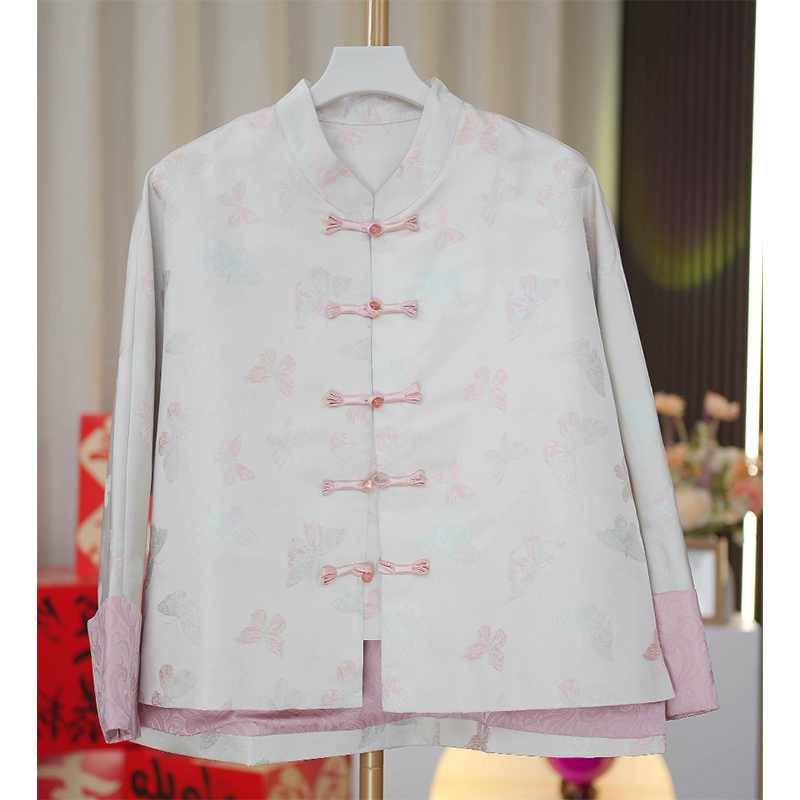 彩蝶-双层新中式新宋锦国风女显瘦长袖上衣外套