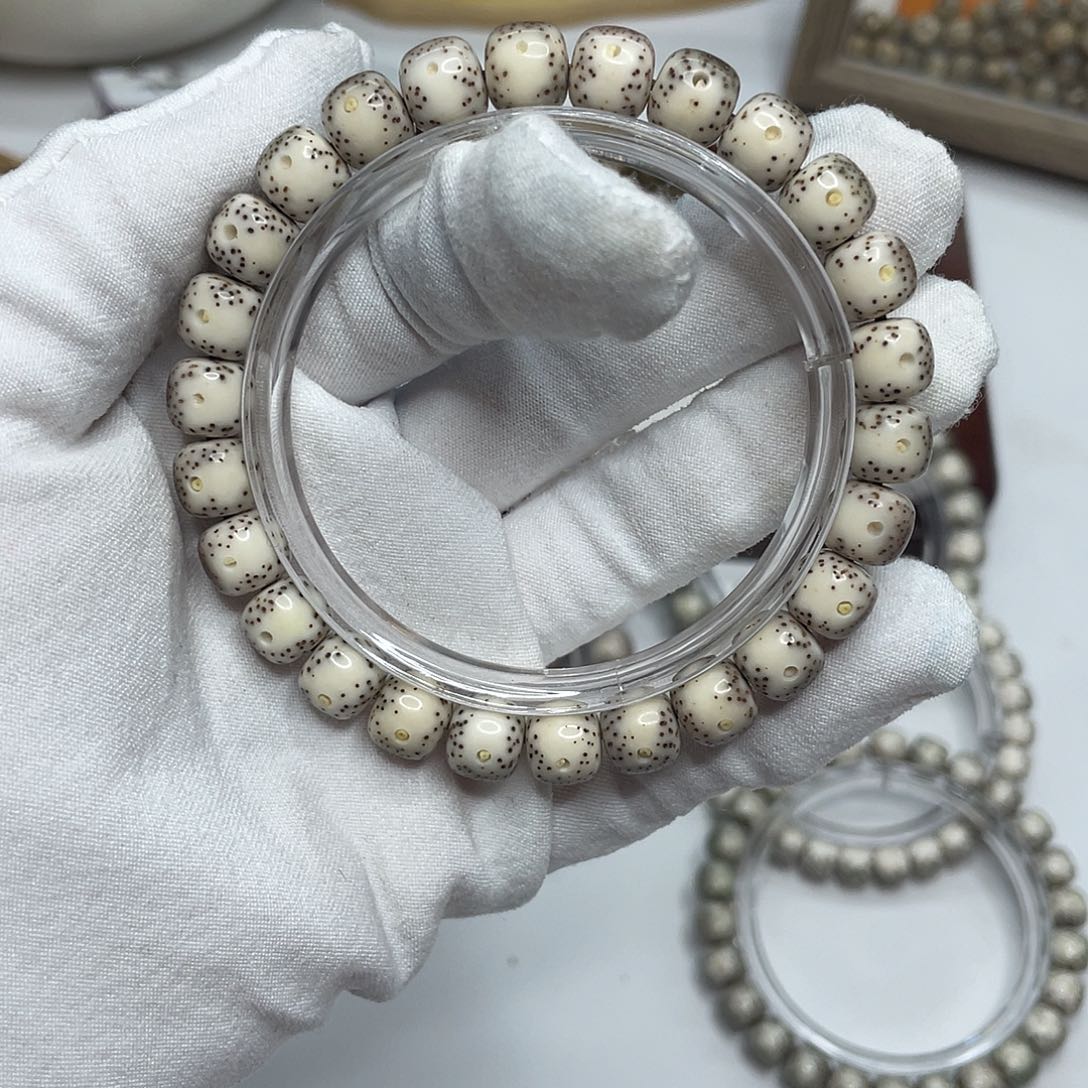 星月菩提手串9×8骨瓷白通体留白09