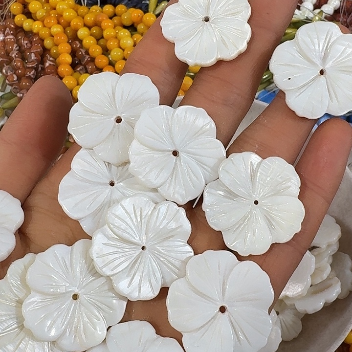 玛瑙/玉髓合金珠宝半成品5个27mm大号中间孔五瓣花