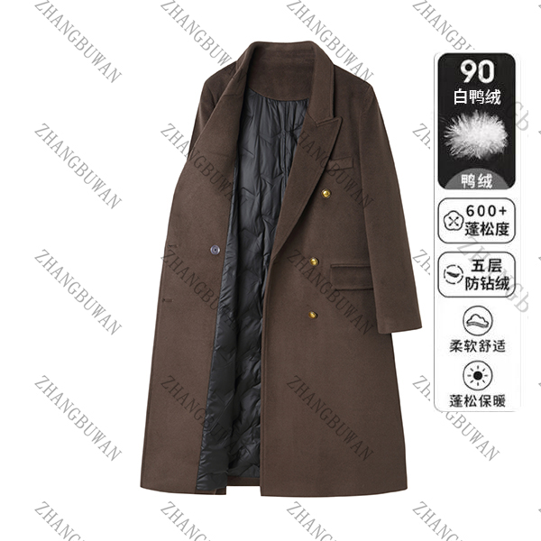 【李不了】90白鸭绒呢子外套女中长款羽绒外套24106