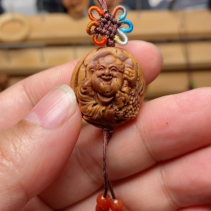 桃核雕刻刘海单颗