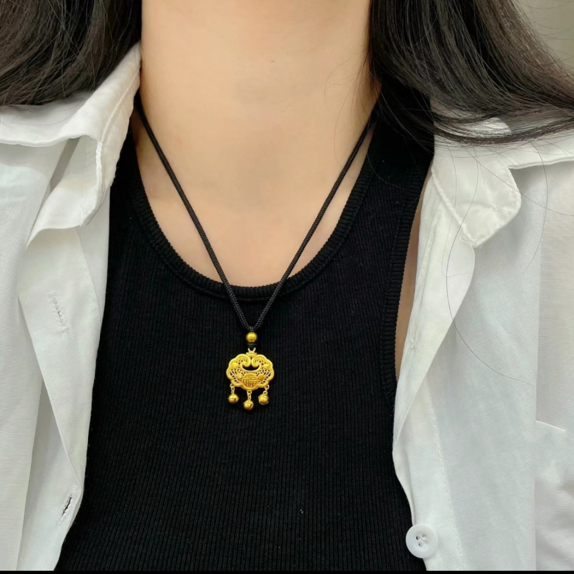 【福气如意长命锁黑绳款】年轻时尚轻奢有气质