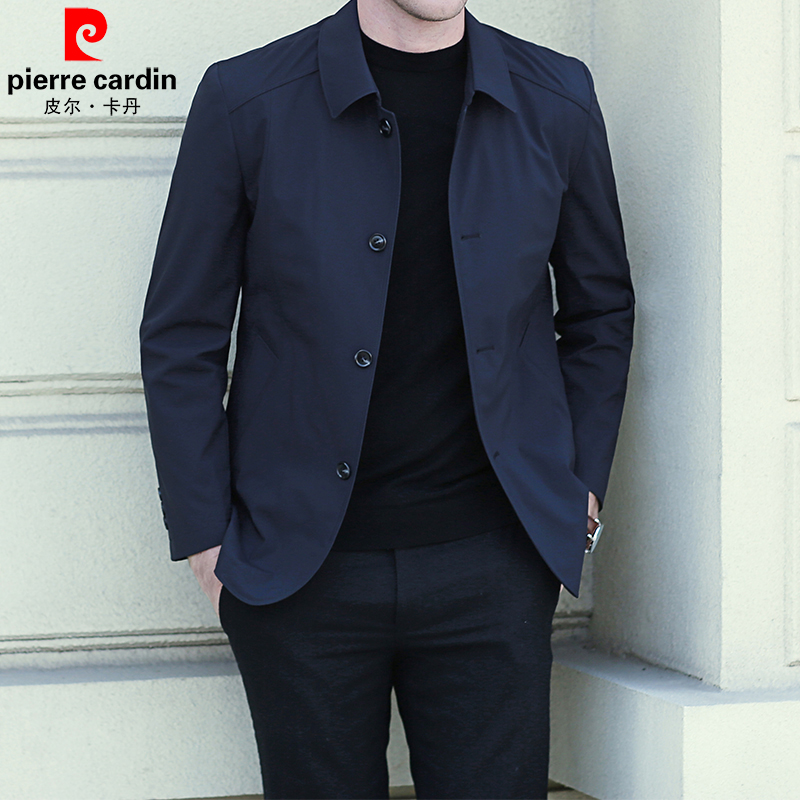 皮尔卡丹2025年男士休闲中年夹克春秋冬款翻领商务薄款爸爸装外套