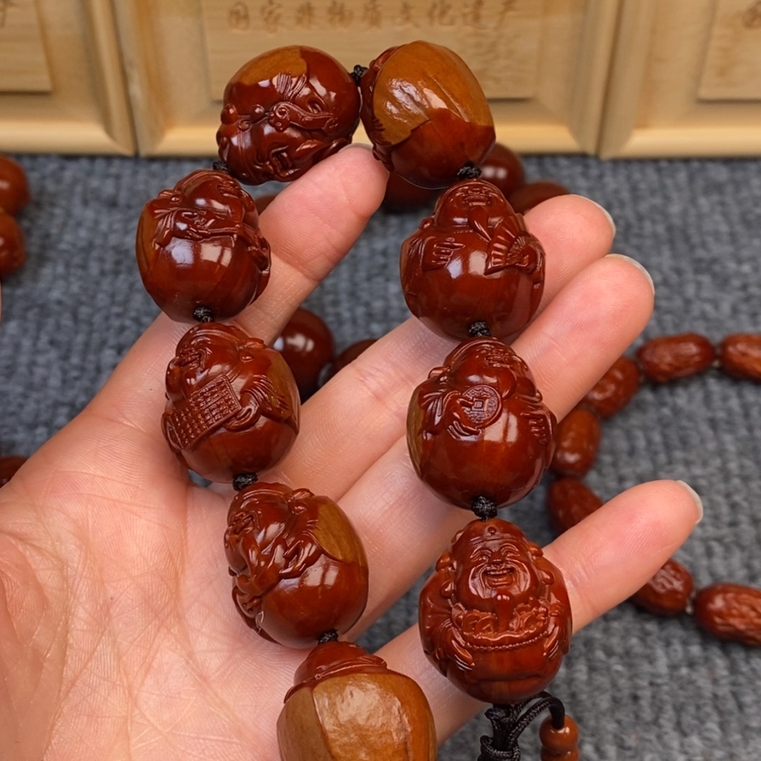 三***金橄榄核手串/手链包衣财神