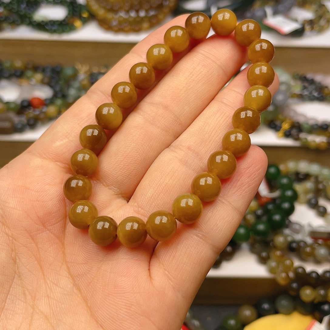 和田玉（糖玉）手串卡8未镶嵌