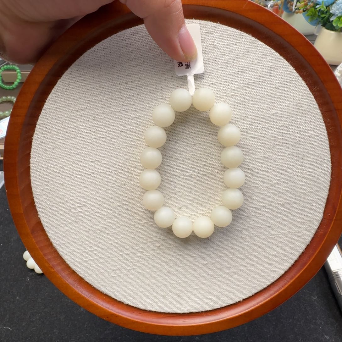 和田玉未镶嵌手链卡12哑光且末金山白，11