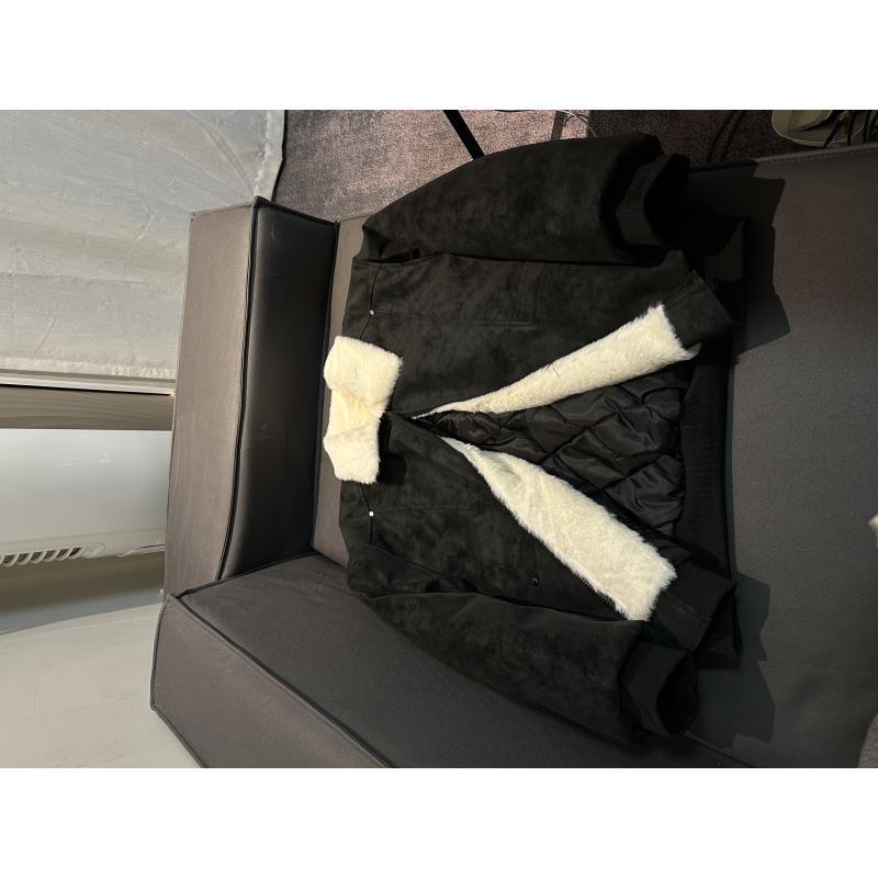 Z300 [栗丽子专属】美拉德羊羔绒雾面PU皮棉服加绒加厚百搭棉衣