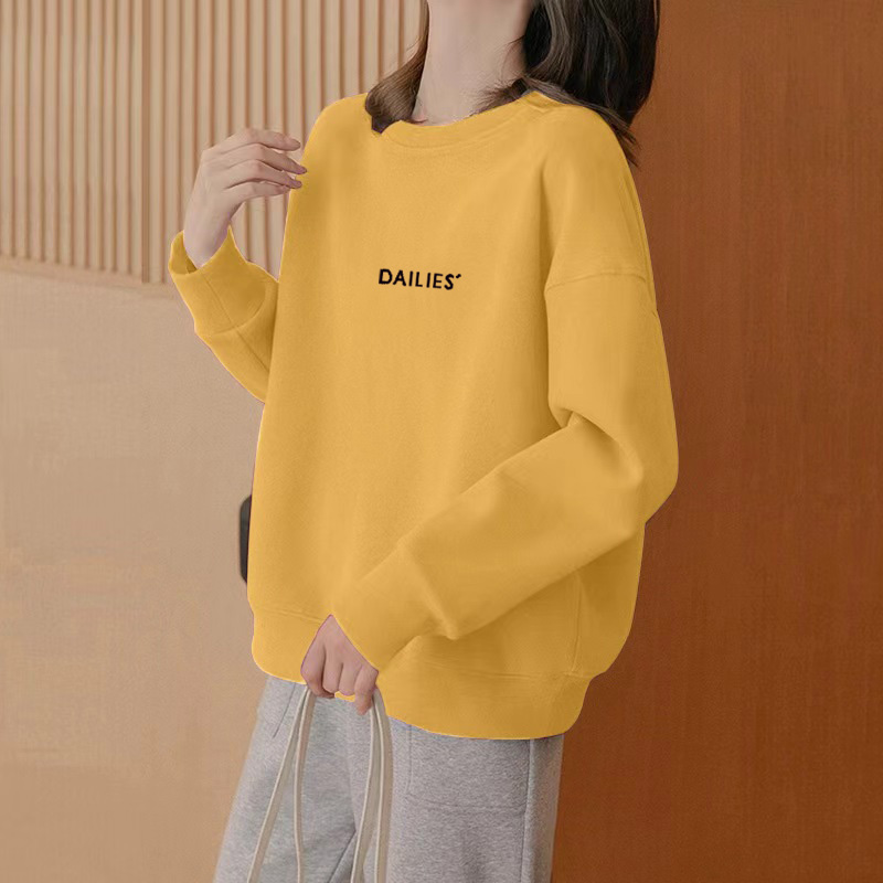 2025秋冬季圆领卫衣女士新款时尚欧货宽松休闲套头长袖纯棉上衣潮