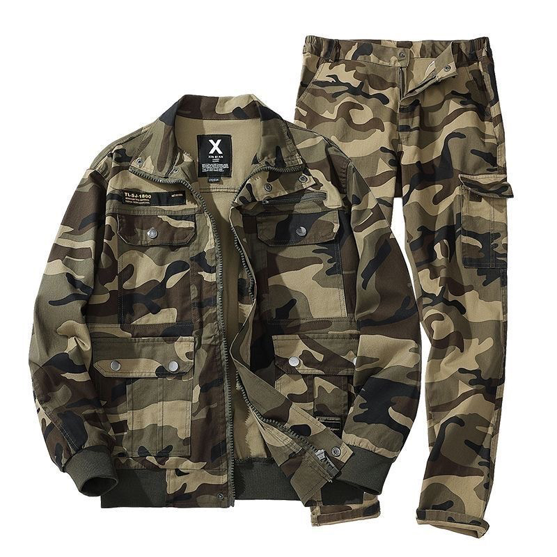 681春秋季加厚弹力棉耐磨系腰带直筒裤套装电焊工汽修工作户外