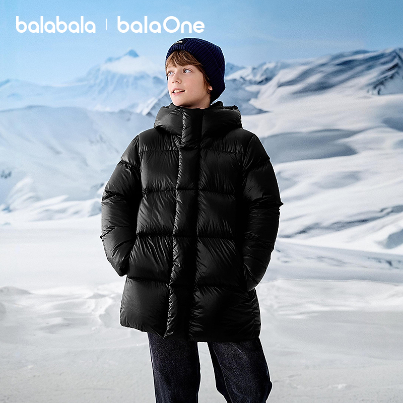 【balaOne】巴拉巴拉儿童羽绒服女童鹅绒加厚冬中长款男童上衣2025