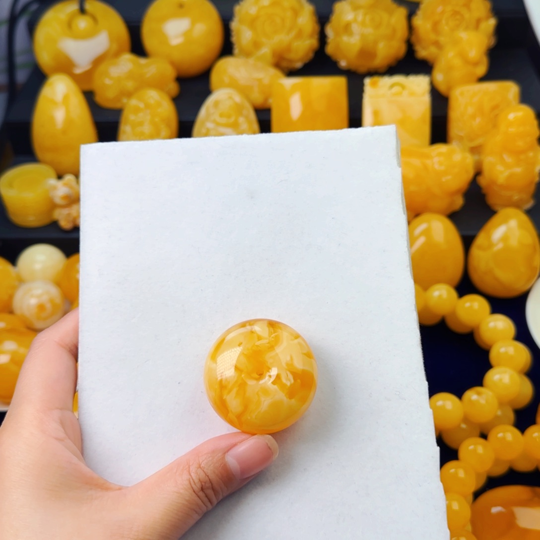 琥珀颈饰未镶嵌平安扣吊坠