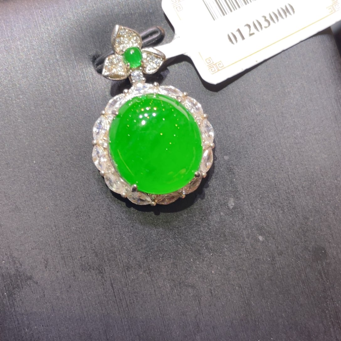 翡翠银S925镶嵌颈饰戒指