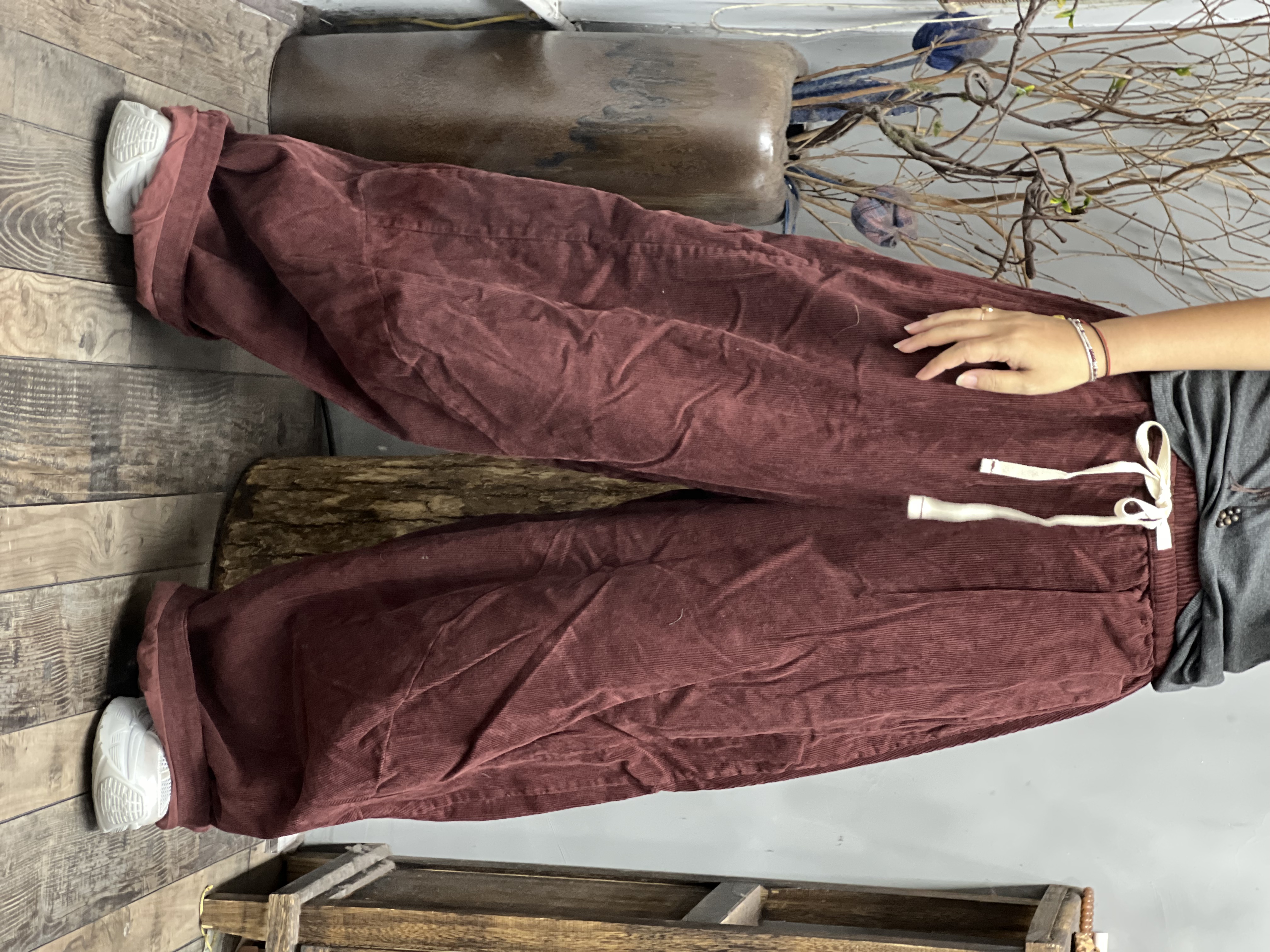 010 25363 秋冬季新品灯芯绒双层休闲百搭文艺女裤子 臀围150长93